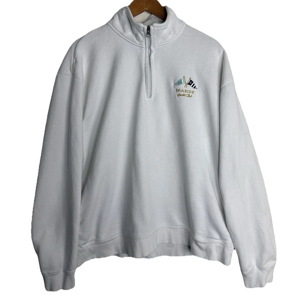 Seaside Yacht Club Sweatshirt Quarter Zip Mens 2XL White 30A Beach Coastal
